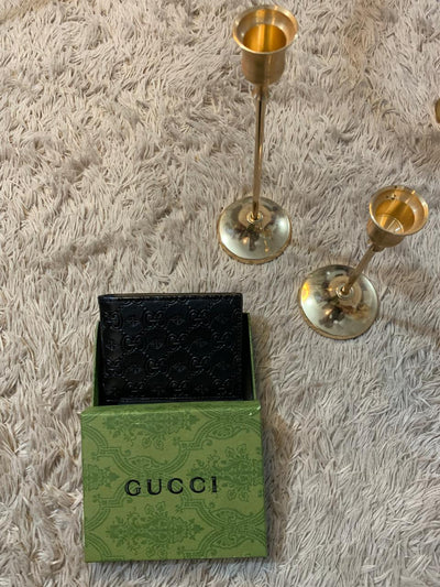 Gucci Signature Leather Men's Bifold Wallet in classic black