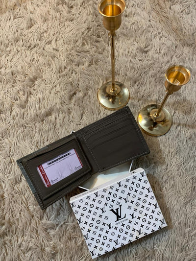 Men's Monogram Leather Wallet Dark Scale Grey