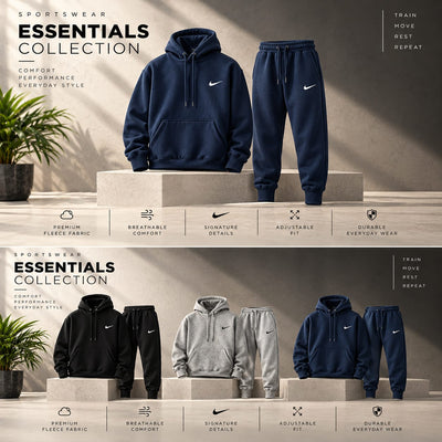 Men’s Sportswear Fleece Tracksuit Set – Pullover Hoodie