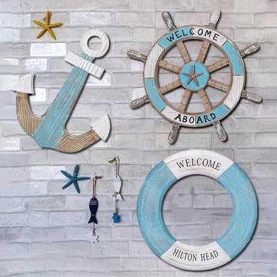 Wooden Ocean-Themed Wall Hanging