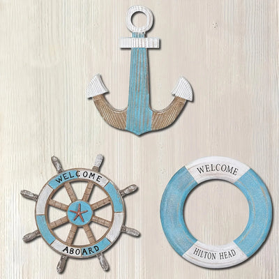 Wooden Ocean-Themed Wall Hanging