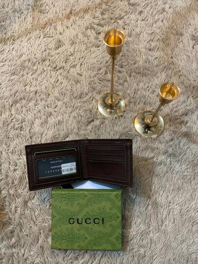 Gucci Signature Leather Men's Wallet in dark coffee brown