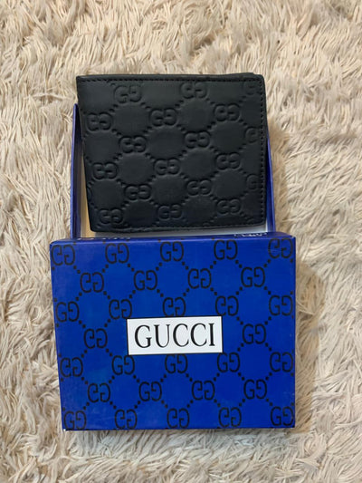 Men's Signature Debossed Leather Wallet (Black)