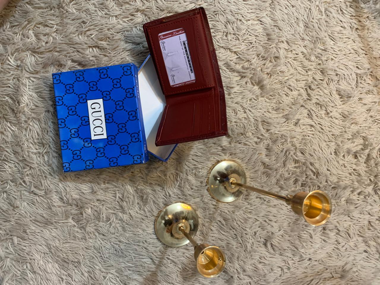 GUCCI Debossed Deep Reddish-Brown