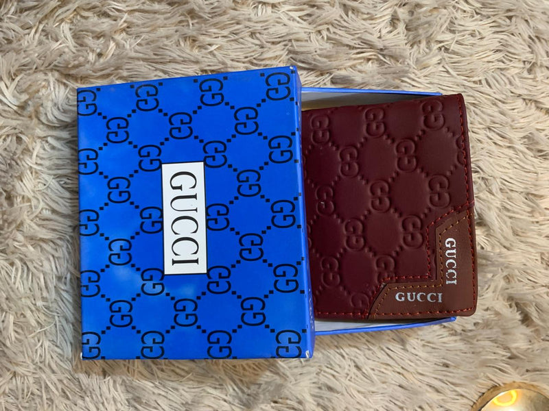 GUCCI Debossed Deep Reddish-Brown