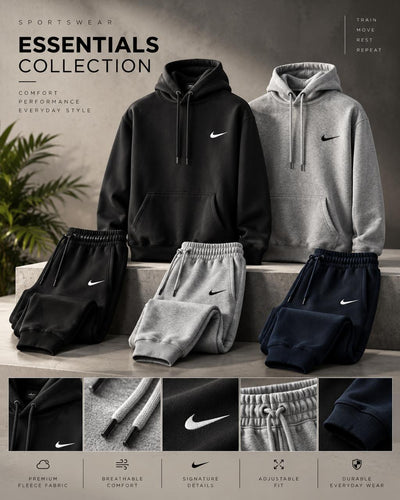 Men’s Sportswear Fleece Tracksuit Set – Pullover Hoodie